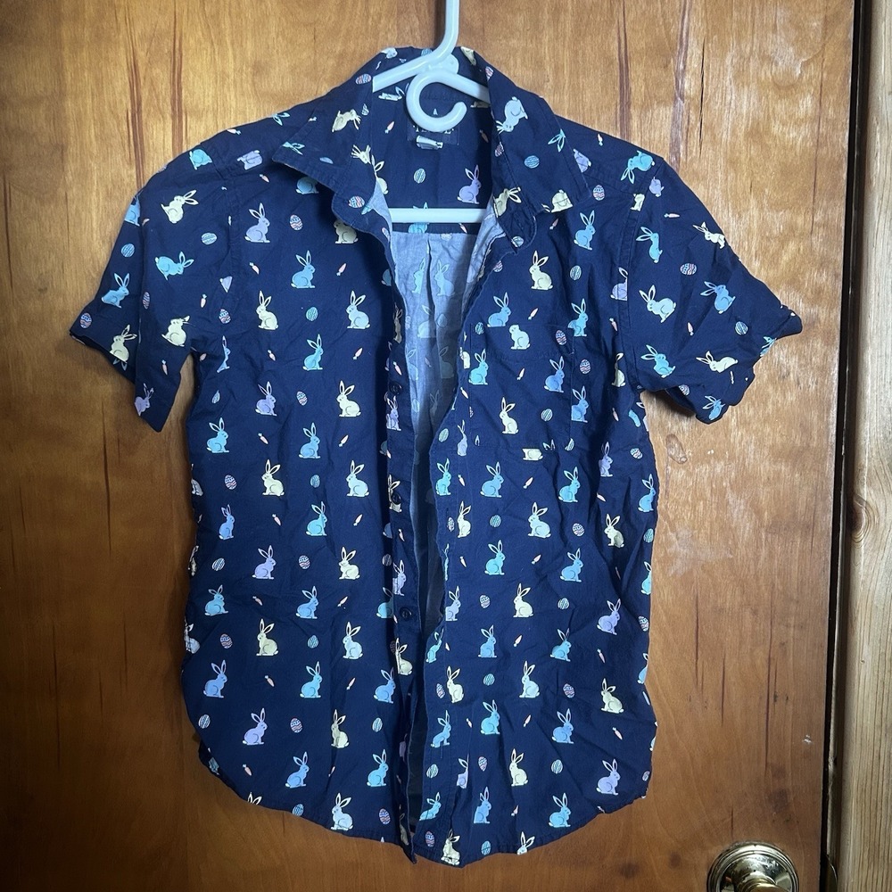 THE CHILDRENS PLACE Boys Navy And Pastel Button Down Shirt Sz XL 14